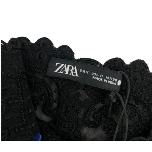 Zara Womens Camisole Top S Black Floral Embellished Beaded Sheer 6895/097 NWT - Picture 6 of 16